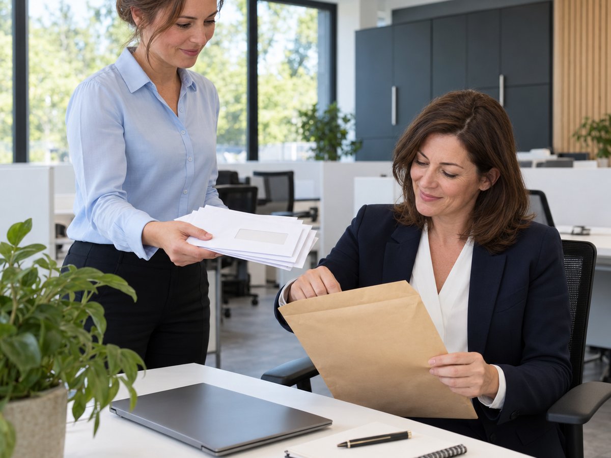 Remise du courrier papier à la gérante d'une société domiciliée au centre d'affaires Unita Business Zaventem